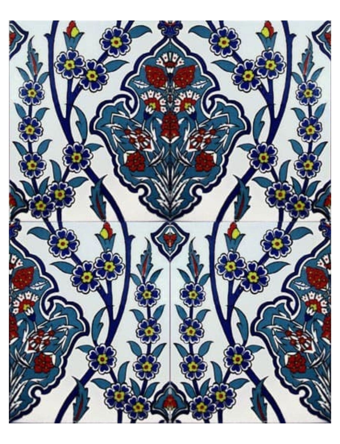 Kütahya Çini Seramik 20x25 - 04 - Sarmaşık Desenli Cami Çinileri