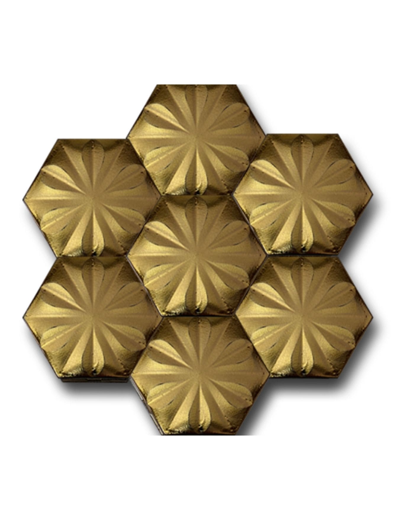 Altıgen Çini Seramik Karo - 29 - Gold Seramik Geometri Desenli Altıgen