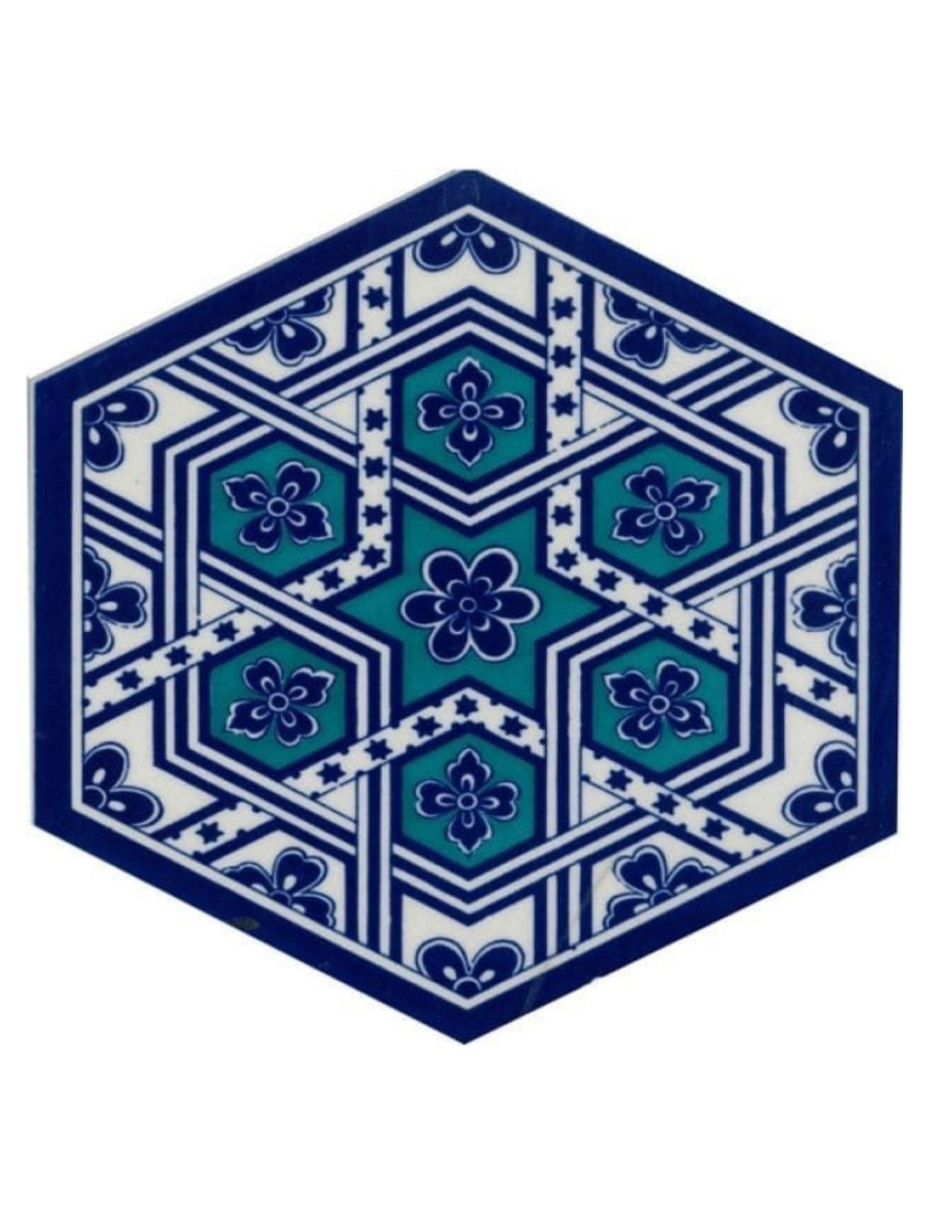 Altıgen Çini Seramik Karo - 54 - Geometri İznik Çini Altıgen