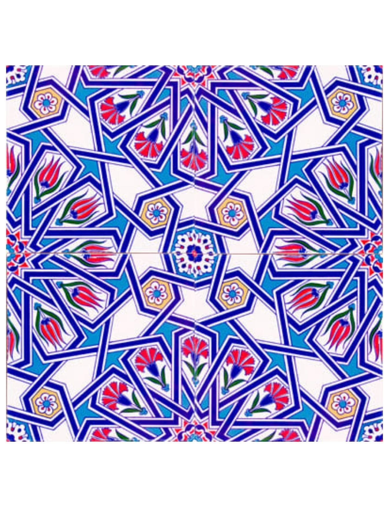 Çini Seramik Modelleri 20x20 - 20 - Hamam Karoları Geometri Desenli Çini
