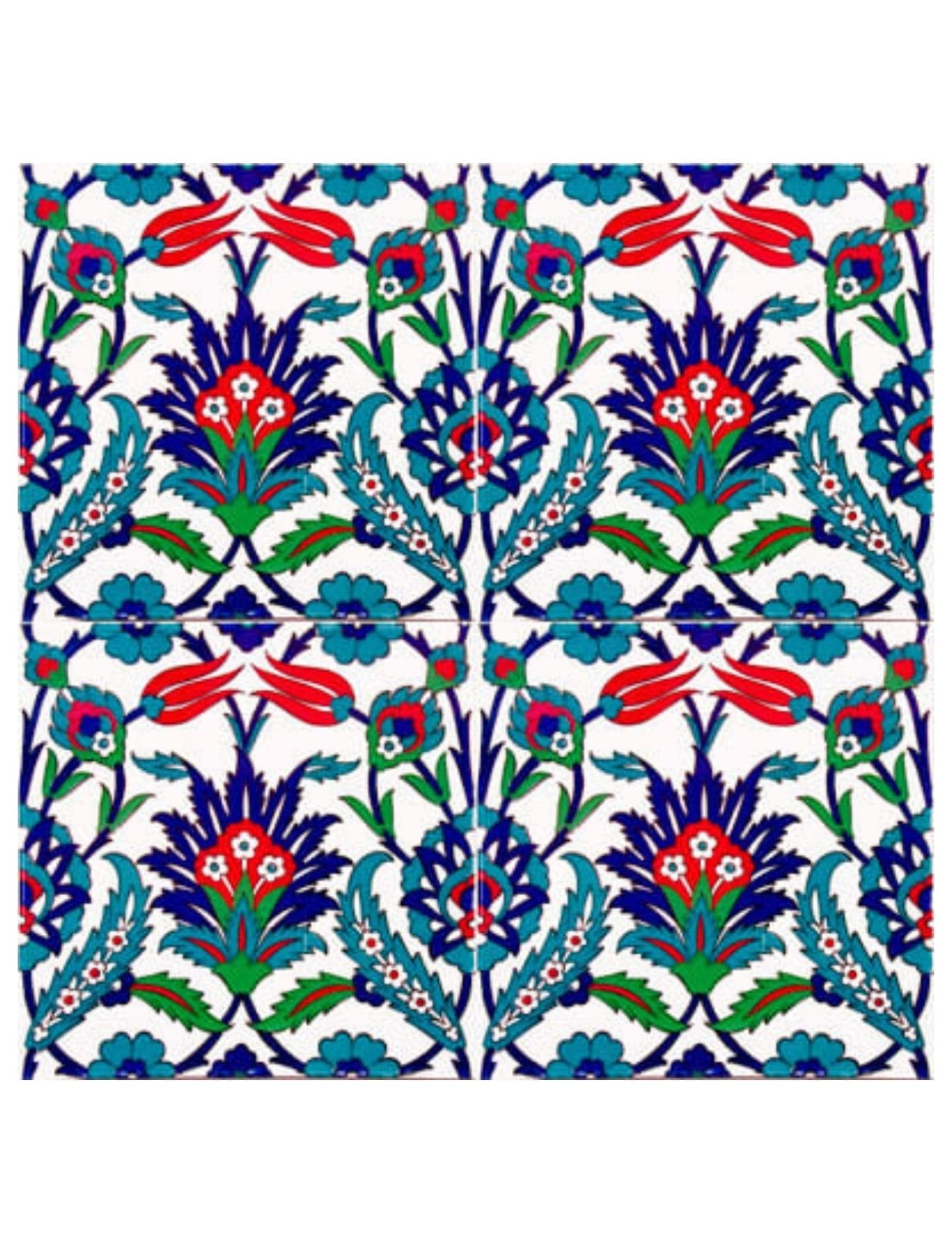 Çini Seramik Modelleri 20x20 - 42 - Lale Desenli Kütahya Çini Çeşitleri