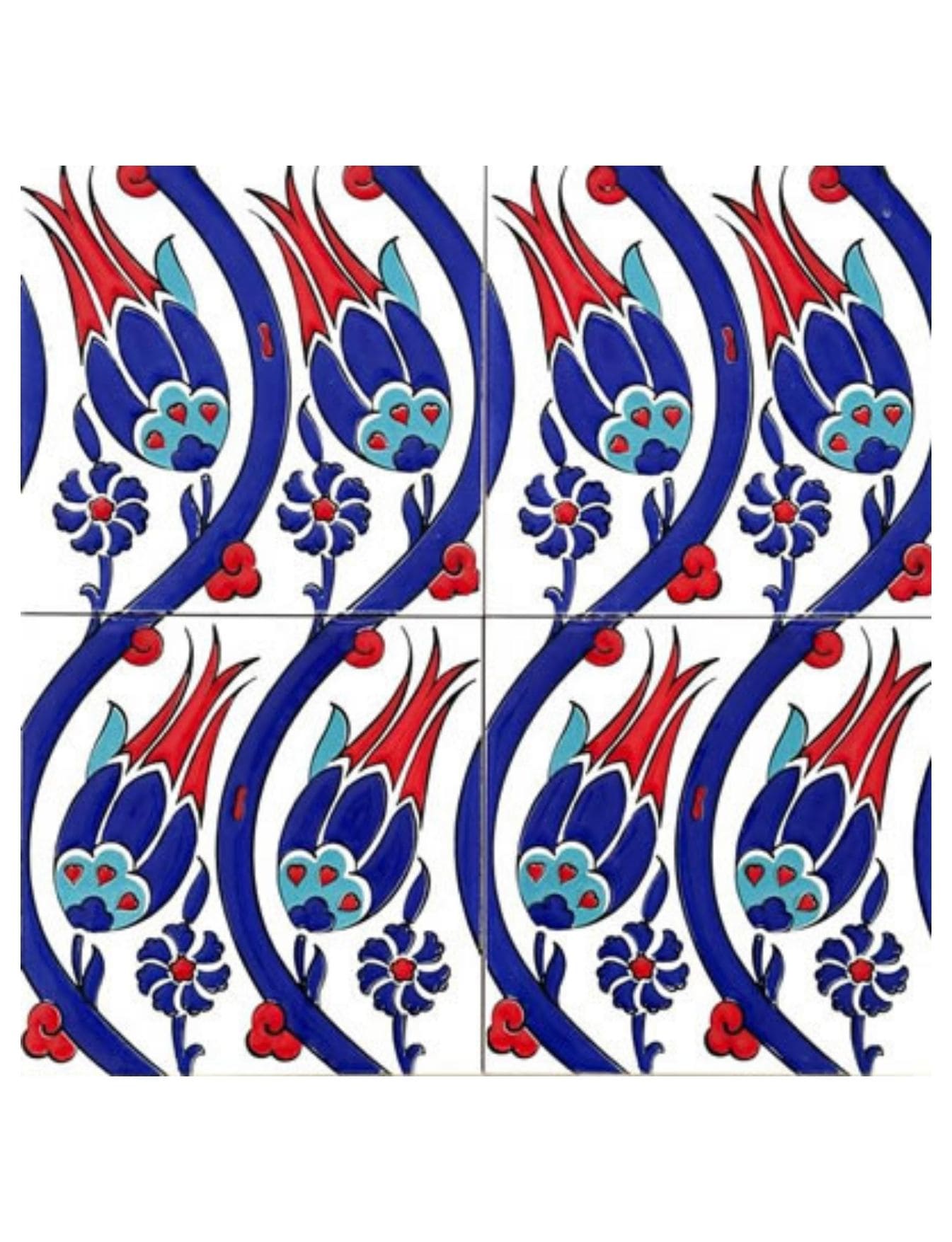 Çini Seramik Modelleri 20x20 - 61 - Lale Desenli Altınlı Çini Çeşitleri