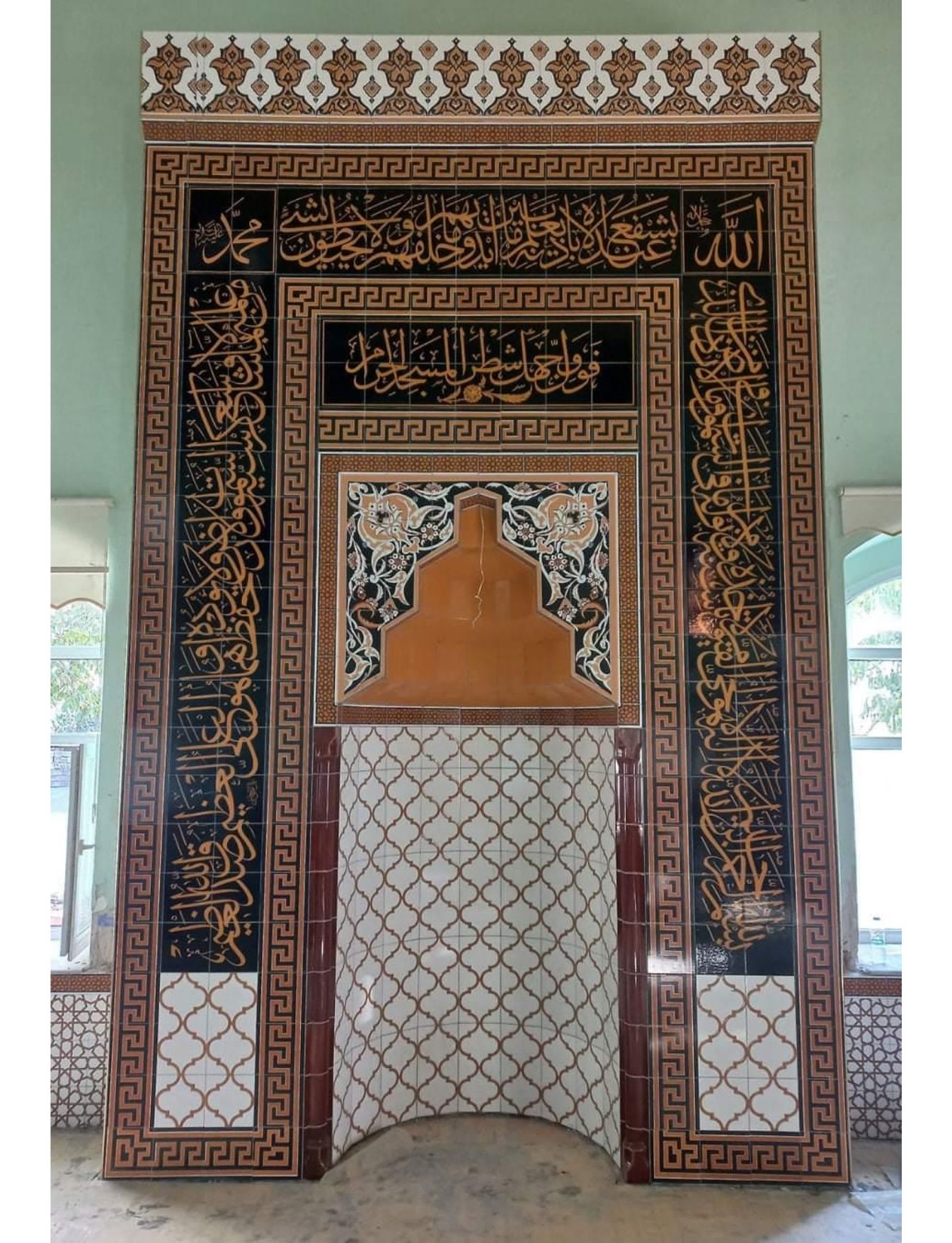 Cami Mihrap Modelleri - 56 - İznik Çinisi Geometri Cami Modeli Mihrap