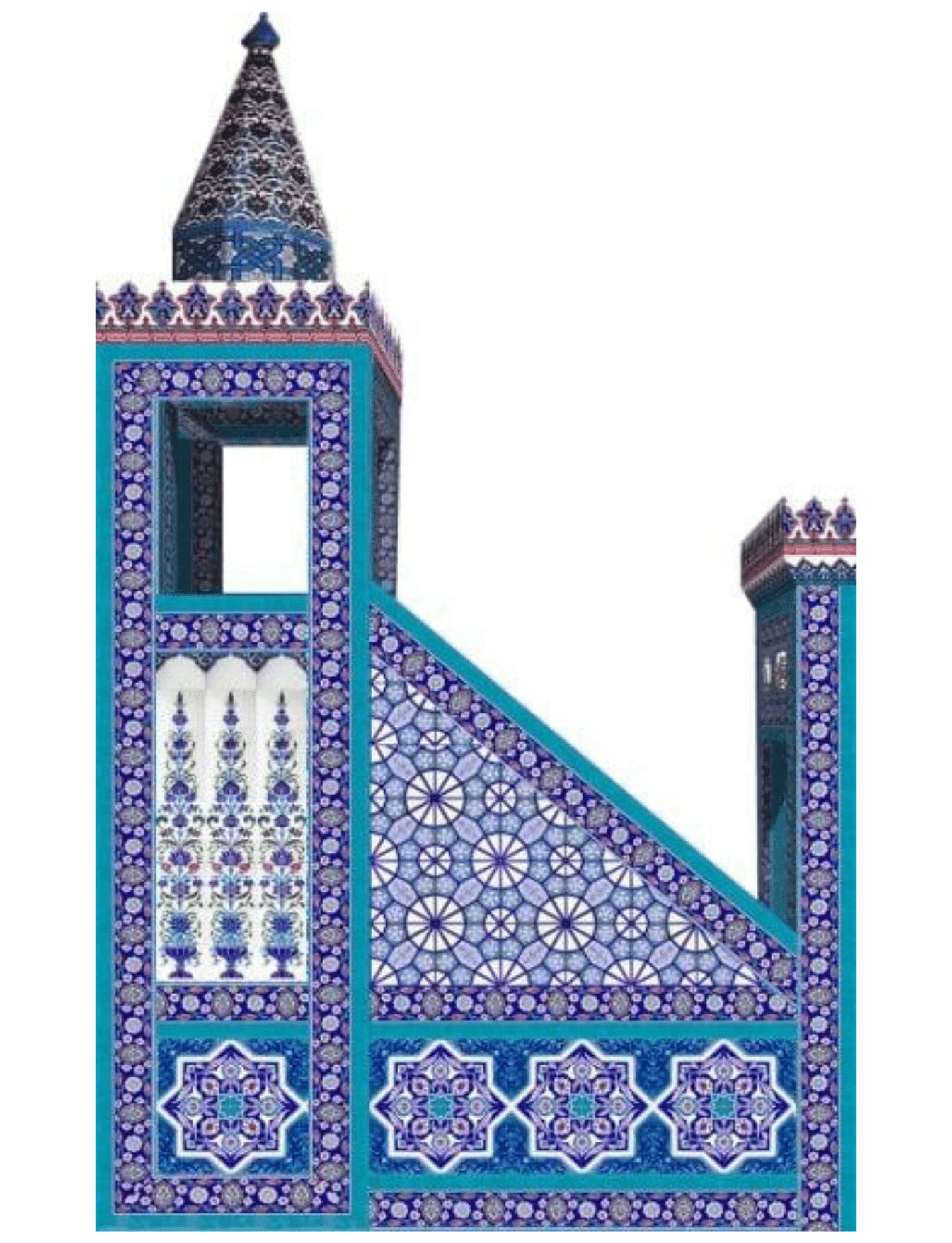 Minber Modelleri - 01 - Cami Minber Modelleri Kütahya Çini Desenli